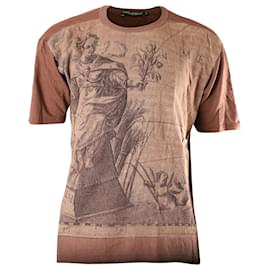 Dolce & Gabbana-Dolce & Gabbana Roman Printed Short Sleeve T-shirt in Brown Cotton-Other