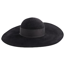 Eugenia Kim-Eugenia Kim Wide Brim Hat in Black Rabbit Hair-Black