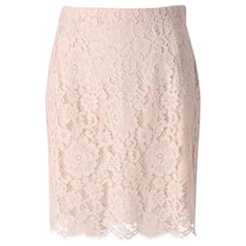 Dolce & Gabbana-Dolce & Gabbana Lace Pencil Skirt in Cream Cotton -White,Cream