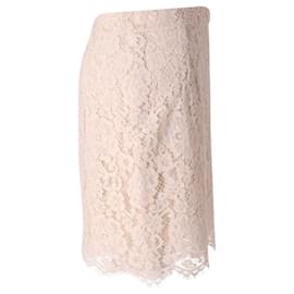 Dolce & Gabbana-Dolce & Gabbana Lace Pencil Skirt in Cream Cotton -White,Cream