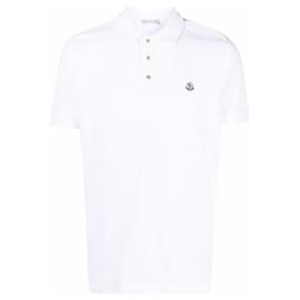 Moncler-Moncler Classic White Logo Polo Shirt-White