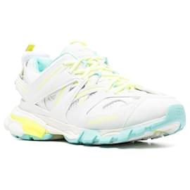 Balenciaga-Balenciaga - Sneaker Track blanche, jaune fluo et bleu clair en maille et nylon-White