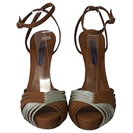 Ralph Lauren-Ralph Lauren Jenine High Heel Sandaletten mit Knöchelriemen aus mehrfarbigem Leder-Mehrfarben