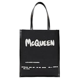 Alexander Mcqueen-Alexander McQueen Black Printed Jacquard Tote Bag-Black