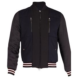 Lanvin Color Block Bomber Jacket in Navy Blue Viscose  Navy blue