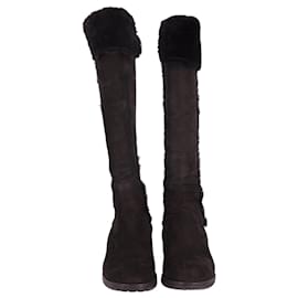 Oscar de la Renta-Oscar De La Renta Knee-High Boots in Black Suede-Black