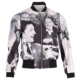 Dries Van Noten Marilyn Monroe Print Bomberjacke aus grauem und schwarzem Polyamid Mehrfarben