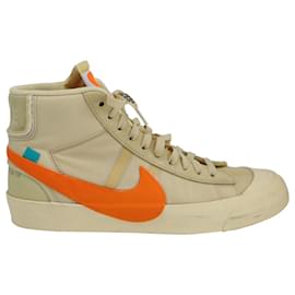 Nike-Nike x Off-White Blazer Mid "All Hallows Eve" Sneakers in Total Orange, Pale Vanilla-Black Leather-Beige