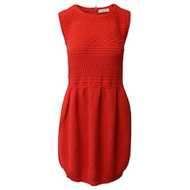 Stella Mc Cartney-Stella McCartney Knitted Sleeveless Dress in Red Cotton-Red