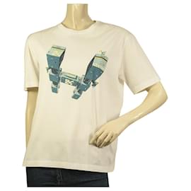 Hermès-Camiseta Hermes Odyssee nave espacial azul branco algodão unissex camiseta masculina feminina tamanho S-Multicor