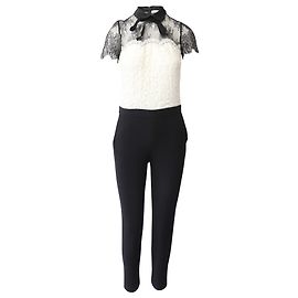 Sandro Paris Macacão de renda bicolor em nylon preto/branco Preto