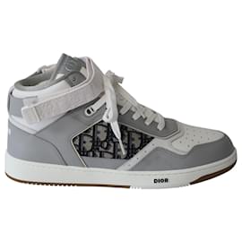 Dior-Dior B27 Mid-Top Sneaker in Grey calf leather Leather-Grey