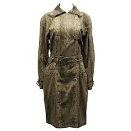 Versace-Versace Snakeskin Print Trench Coat in Green Rayon-Green,Olive green