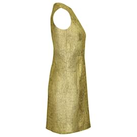 Oscar de la Renta-Oscar De La Renta Sleeveless Sheath Dress in Metallic Gold Viscose-Golden,Metallic