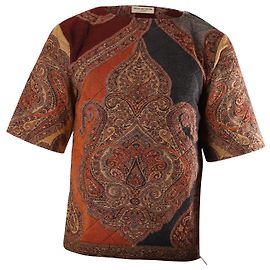 Camiseta acolchada de lana burdeos Paisley de Dries Van Noten Burdeos