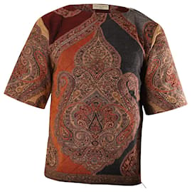 Dries Van Noten-Dries Van Noten Paisley Padded T-shirt in Burgundy Wool-Dark red