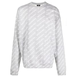 Balenciaga-Balenciaga - Monogram Intarsia Sweater-Grey