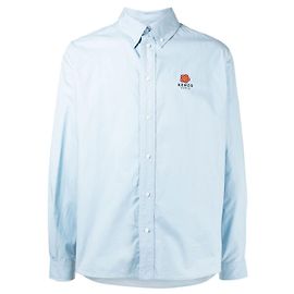 Kenzo Camicia blu casual con stemma 'Boke Flower' Blu