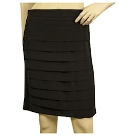 Tory Burch-Tory Burch Black Horizontal Pleats Side Sequins Above Knee Evening Skirt size S-Black