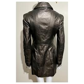 Burberry-Bronze leather coat, Thomas BURBERRY-Brown,Bronze