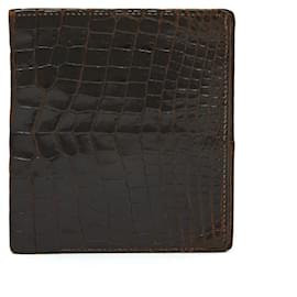 Hermès-DARK BROWN CROCO WALLET-Dark brown