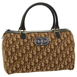 Christian Dior-Christian Dior Trotter Canvas Hand Bag Brown Auth rd2732-Brown