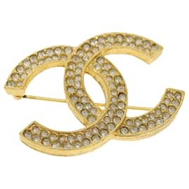 Chanel-CHANEL COCO Mark Brooch Metal stone Gold CC Auth ar7439-Golden