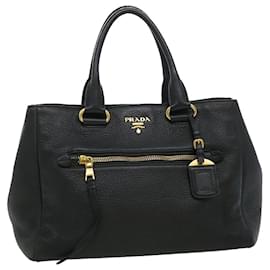 Prada-PRADA Hand Bag Leather Black Auth ar7335-Black
