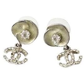 Chanel-* Chanel earrings CHANEL camellia motif rose/red champagne gold-Silver hardware