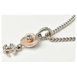 Chanel-* Chanel necklace/pendant CHANEL camellia motif/coco mark/CC rhinestone silver-Other