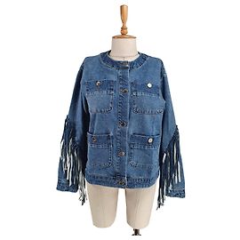 Maje Denim Jacket Blue Cotton Size 40 Blue