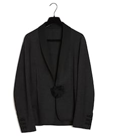 Lanvin-04A ALBER ELBAZ GREY FLANELLE AND TULLE FR38-Gris anthracite