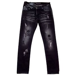 Philipp Plein 2019 Edición limitada Slim Fit B.- UE.T.do.H Vaqueros efecto desgastado look usado Negro