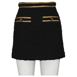 Gucci-Mini Tweed Skirt with Golden Buttons-Black