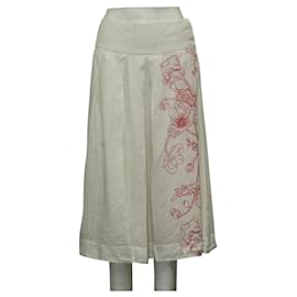 Dkny-White Midi Linen Skirt-White