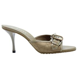 Dior Vintage Brown Cannage Fabric Mules Brown