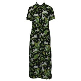 Bimba & Lola Vestido estampado verde con cuello Verde