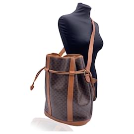 Céline-Vintage Brown Macadam Canvas Bucket Shoulder Bag-Brown