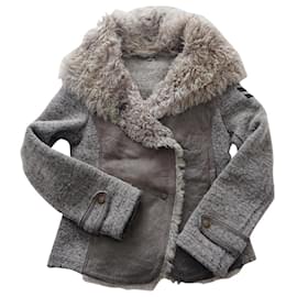 Autre Marque-Jacke aus Schaffell und grauer Wolle-Grau