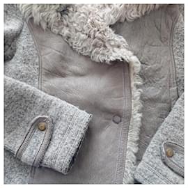 Autre Marque-Jacke aus Schaffell und grauer Wolle-Grau