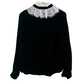 Manoush Blusa in velluto e pizzo Nero