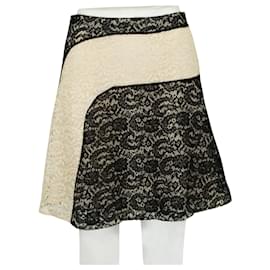 Carven-Beige and Black Lace Skirt-Black