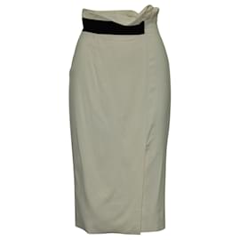 Karen Millen-Ivory High Waisted Skirt-White,Cream