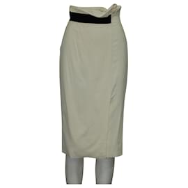 Karen Millen-Ivory High Waisted Skirt-White,Cream