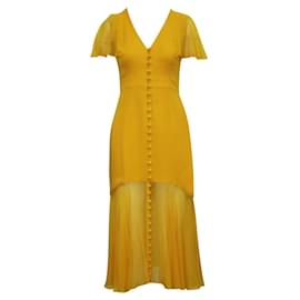Prabal Gurung-Elegant Yellow V-neck Dress with Buttons-Yellow