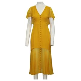 Prabal Gurung-Elegant Yellow V-neck Dress with Buttons-Yellow