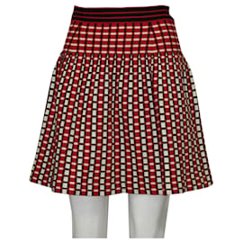 Prada-Red Geometric Print Skirt-Other