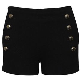 Chloé Schwarze Shorts mit hoher Taille und silbernen Knöpfen Schwarz