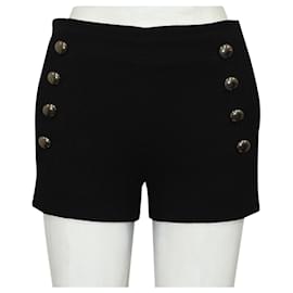 Chloé-Black high waistededed Shorts With Silver Buttons-Black