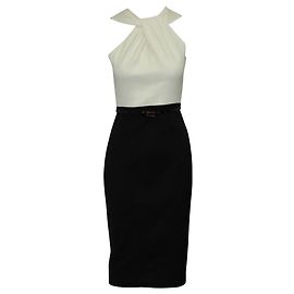 Ted Baker Kleid in Schwarz und Elfenbein Weiß Roh